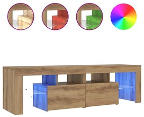 856304 vidaXL ТВ шкаф с LED осветление, 140x36,5x40 см, инженерно дърво