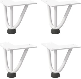 4012429 vidaXL Крака тип „фиби“ за масичка за кафе, 4 бр., бели, 10 см, масивна стомана