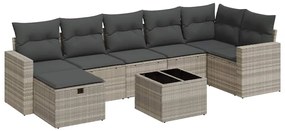 3325418 vidaXL Градински комплект с възглавници, 8 части, светлосив полиратан