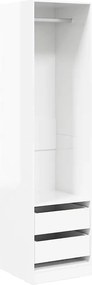 800618 vidaXL Гардероб с чекмеджета, бял гланц, 50x50x200 см, ПДЧ