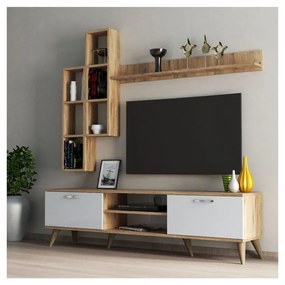 Шкаф за телевизор от бял/естествен бор 180x48 cm Veronica - Kalune Design