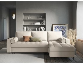 Светлобежов ъглов разтегателен диван , десен ъгъл Santo - Milo Casa