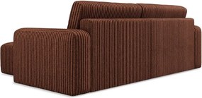 Теракотен сгъваем/с място за съхранение ъглов диван от рипсено кадифе (десен ъгъл) Kona – Makamii