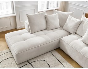 Бежов шенилов ъглов диван (десен ъгъл/L форма) Whesley – Bobochic Paris