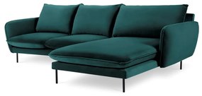 Ъглов диван от кадифе в петролено зелено, десен ъгъл Vienna - Cosmopolitan Design