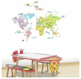 Комплект стикери за стена "Карта на света за деца - Ambiance
