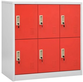 336438 vidaXL Заключващ се шкаф, светлосиво и червено, 90x45x92,5 см, стомана