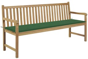 3062789 vidaXL Градинска пейка със зелено шалте, 175 см, тик масив