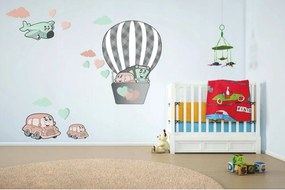 Декоративен детски стикер за стена в пастелни цветове Летящи коли 100 x 200 cm