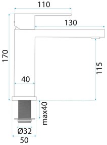 Смесител за баня Rea Arlo Black