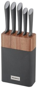 Комплект ножове Klausberg KB 7979, 6 части, Неръждаема стомана, Стойка, Графит/кафяв