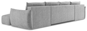 Светлосив шенилов сгъваем ъглов диван (U форма) Leila – Makamii