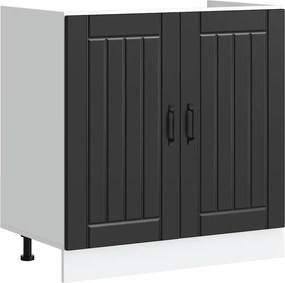 853688 vidaXL Шкаф за мивка, Lucca, черен, инженерно дърво