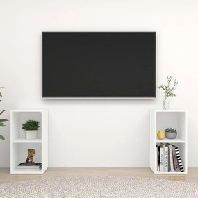 3079898 vidaXL ТВ шкафове, 2 бр, бeли, 72x35x36,5 см, инженерно дърво