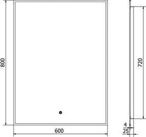 Mexen Erma осветено огледало за баня 60 x 80 см, LED 6000K, антипара, черна рамка