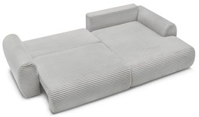 Светлосив разтегателен ъглов диван от рипсено кадифе (десен ъгъл) Lucien – Bobochic Paris