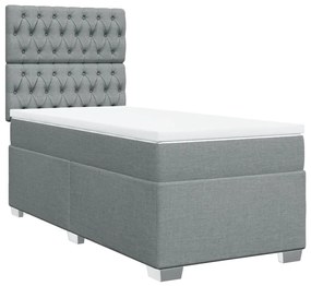 3290378 vidaXL Боксспринг легло с матрак, светлосиво, 90x200 см, плат