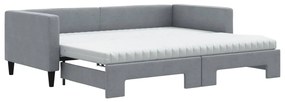 3196606 vidaXL Канапе с изтеглящо легло и матрак светлосиво 90x190 см плат