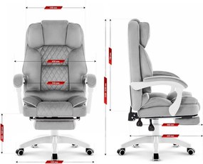 Офисен масажен стол HC-1031 с опора за крака, товароносимост 136 кг – сив