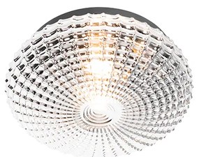 Класическа таванна лампа черна с димно стъкло 30 см IP44 - Nohmi