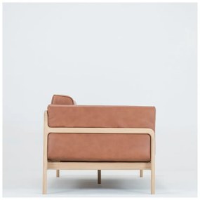 Диван от коняк кафява биволска кожа с масивна дъбова конструкция , 180 см Fawn - Gazzda