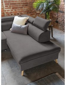 Тъмносив кадифен U-образен ъглов диван (десен ъгъл) Sweet Harmony - Miuform