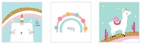Детски картини в комплект 3 бр. 30x30 cm White Happy – knor