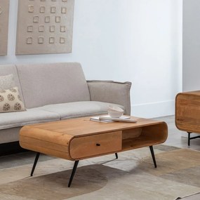 Масичка за кафе от масив от минди в естествен цвят 60x120 cm Mahón – Ixia