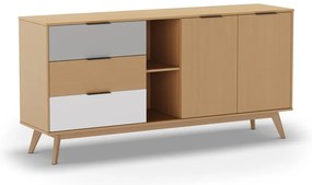 Нисък скрин от естествен дъб 165x81 cm Elfa - Marckeric