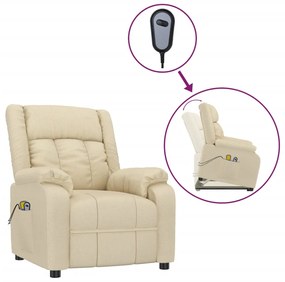 3143626 vidaXL Изправящ масажен стол, кремав, текстил