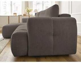 Кафяво-сив сгъваем/с място за съхранение ъглов диван (ляв ъгъл) Fuji – Bobochic Paris