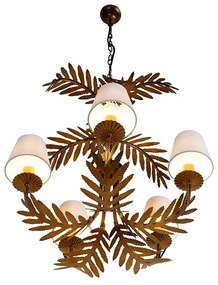 Полилей златен с бели ленени абажури 5-светлина - Botanica