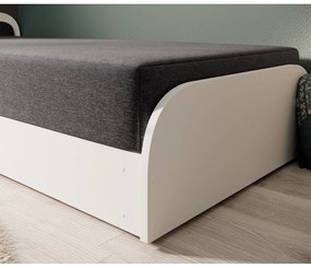 Бяло/тъмносиво единично легло 80x190 cm тапицирано/ПДЧ с място за съхранение с включен матрак Parys – ELTAP