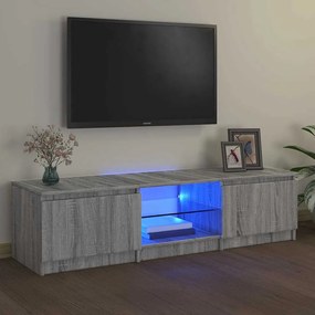 822682 vidaXL ТВ шкаф с LED осветление, сив сонома, 140x40x36 см