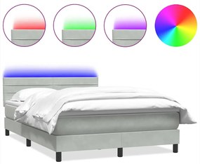 3316983 vidaXL Боксспринг легло с матрак и LED, светлосиво, 160x210 см, кадифе