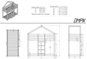 Двуетажно детско легло къща с включена подматрачна рамка в естествен цвят 80x160 cm DMPN – Adeko