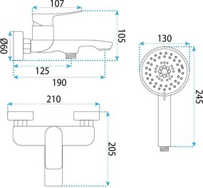 Смесител за вана PREMIUM REA Vision Chrome