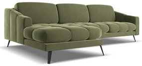 Зелен кадифен ъглов диван (ляв ъгъл) Nalu – Makamii