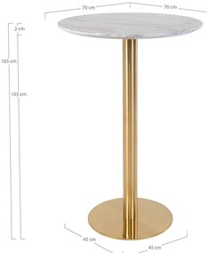 Кръгла бар маса с мраморен плот ø 70 cm Bolzano - House Nordic