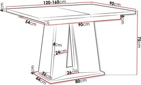 Маса Mufo разтегателен -Черен гланц – concrete