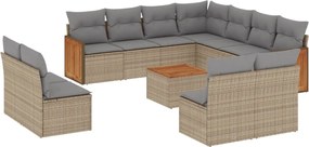 3260176 vidaXL Градински диван с възглавници, 12 части, бежов полиратан