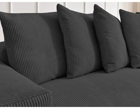 Тъмносив сгъваем/с място за съхранение ъглов диван от рипсено кадифе Voltaire – Bobochic Paris