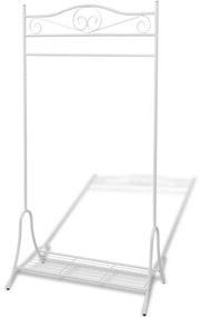 242999 vidaXL щендер за дрехи, бял, стомана