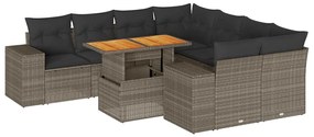 3327357 vidaXL Градински комплект диван с възглавници 9 части сив полиратан