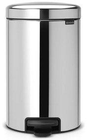 Кош за боклук с педал Brabantia NewIcon 649033, 12 л, Плавно затваряне, Противоплъзгаща основа, Метална вътрешна кофа, Инокс