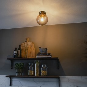 Таванна лампа в стил арт деко месинг с опушено стъкло - Pallon