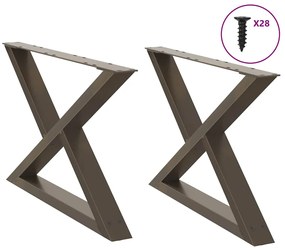 4012715 vidaXL Крака за масичка за кафе, 2 бр., естествена стомана, 70 x (42-43,3) см, стомана