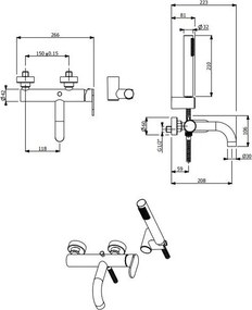 Батерия за баня Slim Vicario-Бронз