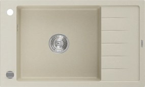 Mexen Elias гранитна мивка с 1 отделение и отцедник 795 x 480 mm, бежова, сифон