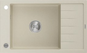 Mexen Elias гранитна мивка с 1 отделение и отцедник 795 x 480 mm, бежова, сифон